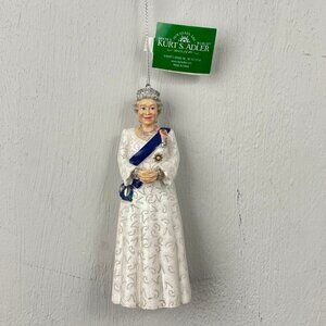 Christmas Ornament Queen Elizabeth White Gown Crown Sash Kurt Adler NWT Holiday